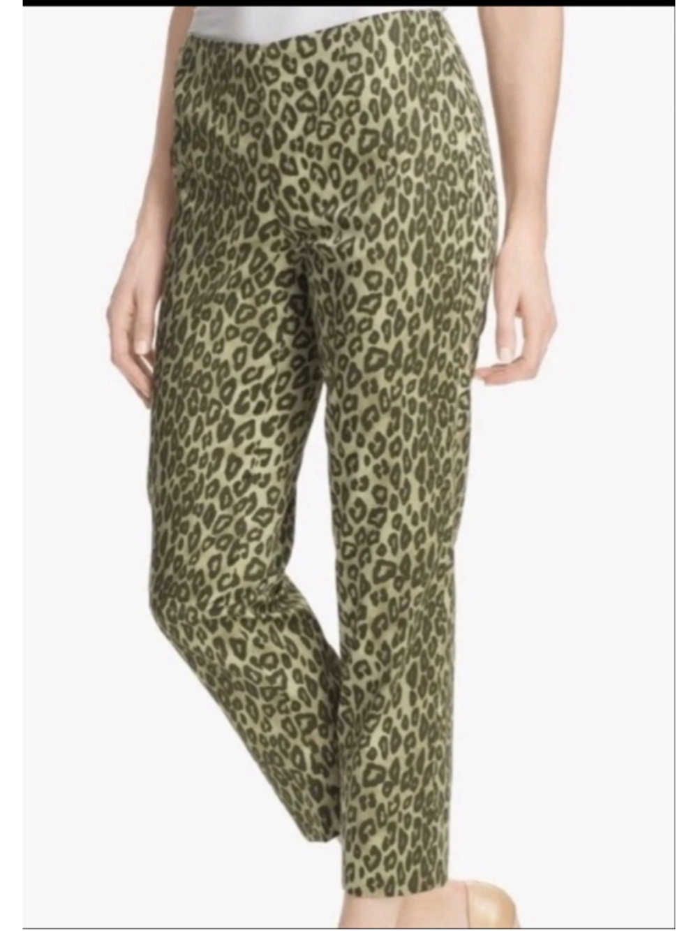 LAFAYETTE 148 Cheetah Print Bleecker Senegal Crop Side Zip Pants Size 8